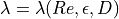 \lambda = \lambda(Re, \epsilon, D)